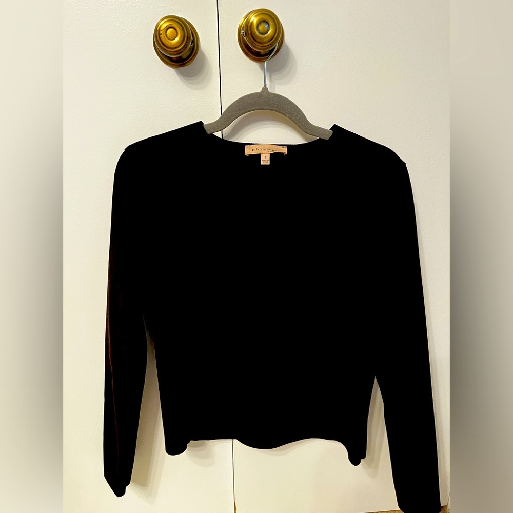 Suede black long sleeved top size S
